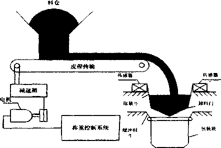 皮帶給料式定量包裝秤稱重係統的結構圖